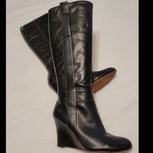Nine West Leather Knee High Wedge